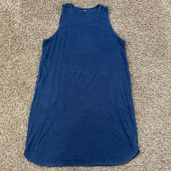J. Jill Pure Jill Indigo Tank Dress Chambray Blue XL/P Classic Preppy Comfort - Picture 3 of 10